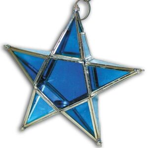 blauer Glas-Stern in Messing gefaßt incl. Anschluß