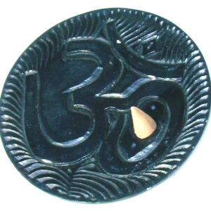 Räucherstäbchenhalter aus Speckstein mit OM-Zeichen, Schwarz