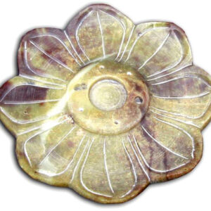 Räucherstäbchenhalter aus Speckstein, Teller mit Blüte