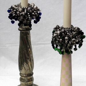 Kerzenschmuck Anhänger Herz Weißmetall & Glasperlen Set 2 Teilig