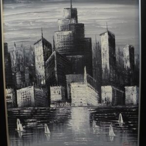 Stadt im Mondschein ( Bild auf Leinwand )